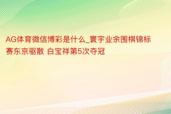 AG体育微信博彩是什么_寰宇业余围棋锦标赛东京驱散 白宝祥第5次夺冠