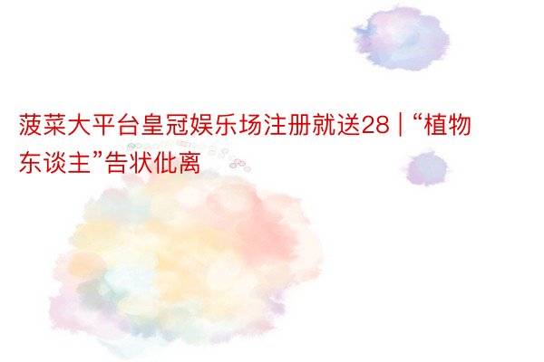 菠菜大平台皇冠娱乐场注册就送28 | “植物东谈主”告状仳离